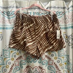 A new day brown zebra linen shorts